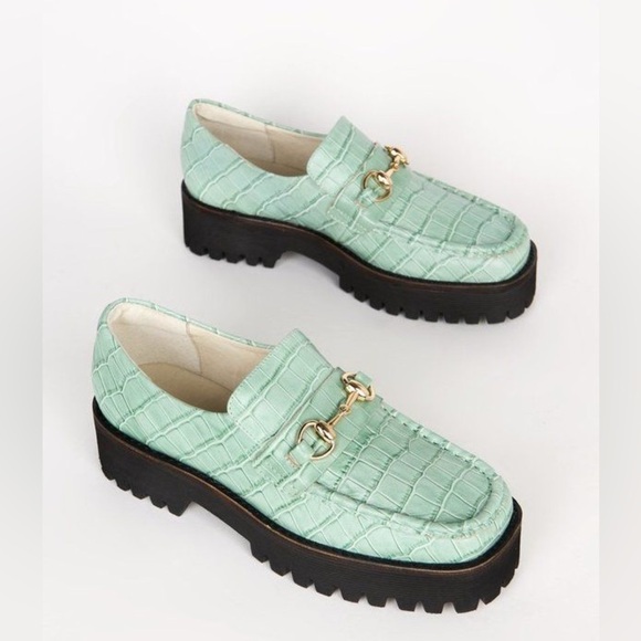 NWOT Intentionally Blank HK2 Oxford Platform Loafer in Pistachio Green Size 6 - Picture 1 of 7